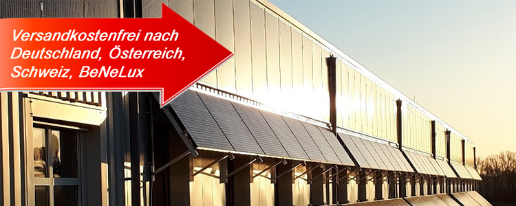 Maschinengroßhandel Werkshalle mit Solar-Paneelen